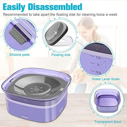 UPSKY 70oz Dog Water Bowl, No Spill Slow Drinking Feeder for Messy Drinker
