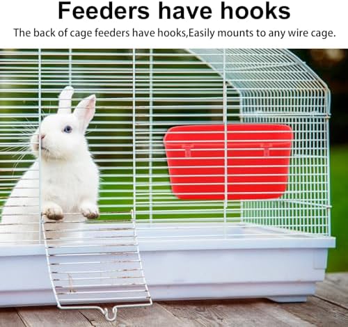 6 Pcs 21 oz Medium Feeder Drinker 5.5x3.5x2.3 Food Container Chicken Feeder Hanging Feeding Tray Bowl Box Trough Food Dispenser for Duck Goose Quail Chick Cat and Dog