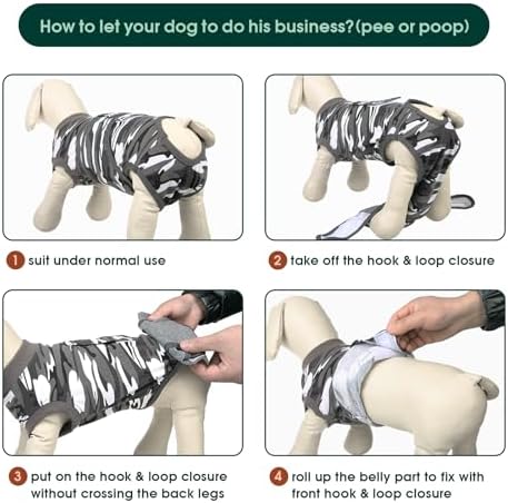 Kuoser Recovery Suit for Dogs Cats, Soft Dog Surgery Suit Female Male Spay