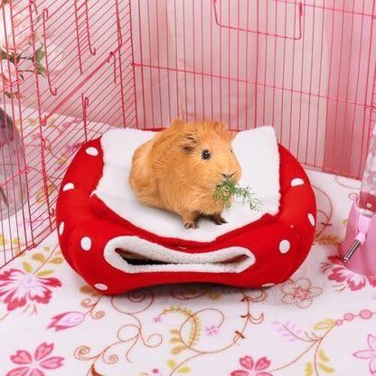 Mygeromon Guinea Pig Bed Rabbit Hideout Cuddle Cup (Strawberry Style)