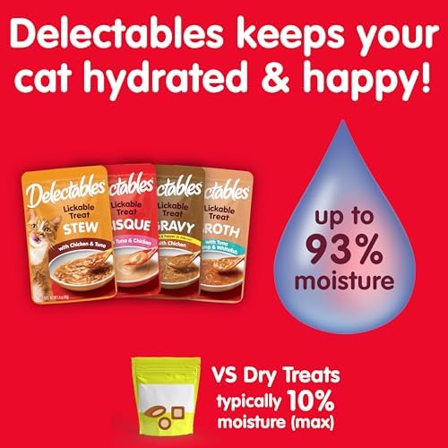 Delectables Lickable Treat Bisque Wet Cat Treat Variety, Food Topper, Hydrating, Grain-Free, No Fillers, By-Products, Added Preservatives, 1.4oz Pouch 36ct