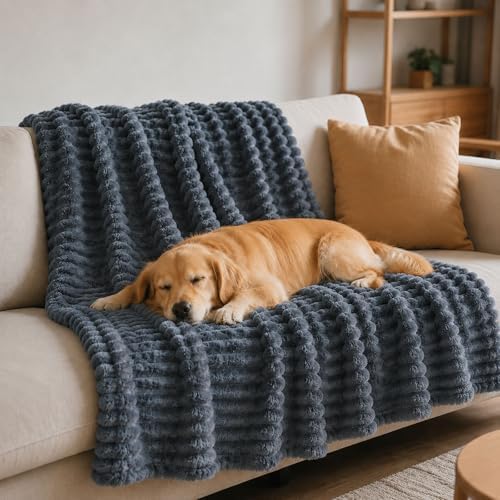 Emotional Support Blanket for Dogs, Yellow Dog Blanket (Dark Grey,71x79in)