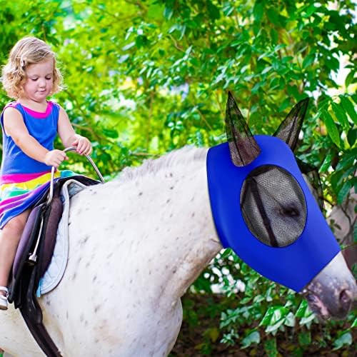 Frienda 4 Pcs Horse Fly Mask with Ear, Medium, Purple, Blue, Pink, Black