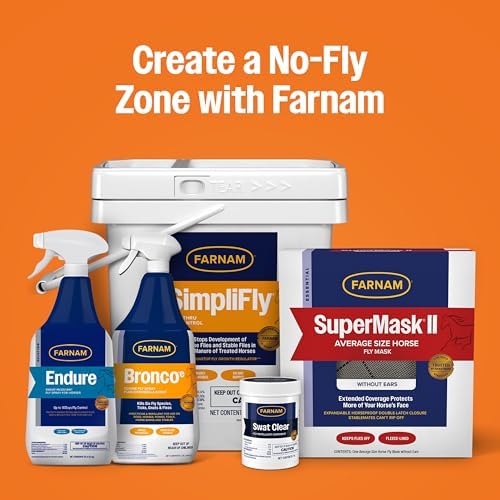 Farnam SuperMask II Horse Fly Mask Without Ears, Small Size, Color May Vary