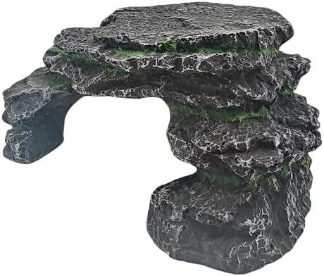 Reptile Hideouts,Resin Reptile Cave Habitat for Leopard Geckos, Lizards, Turtles, Snakes and Amphibians. (Reptile Platform, Large)