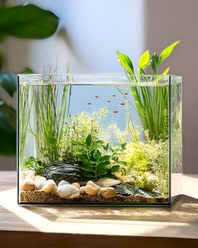 7 Gallon Rimless Cube Fish Tank, Ultra-Clear Glass Aquarium