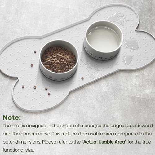 PWTAA Dog Food Mat Anti-Slip Silicone Dog Bowl Mat Thicker Pet Placemat Waterproof Cat Feeder Pad with Raised Edge Puppy Kitten Feeding Mats Suitable Small Medium-Sized Dogs Cats Eating Tray