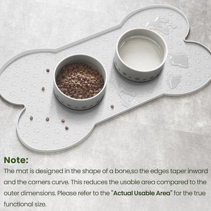 PWTAA Dog Food Mat Anti-Slip Silicone Dog Bowl Mat Thicker Pet Placemat Waterproof Cat Feeder Pad with Raised Edge Puppy Kitten Feeding Mats Suitable Small Medium-Sized Dogs Cats Eating Tray