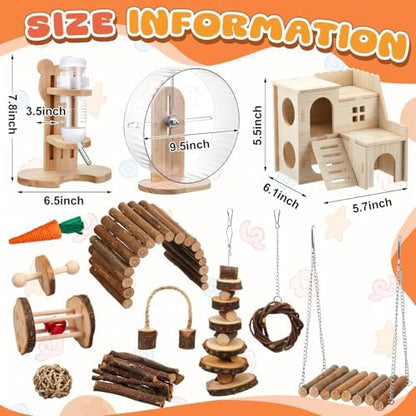 18 Pcs Hamster Accessories for Cages 10 Kinds Hamster Toys Set