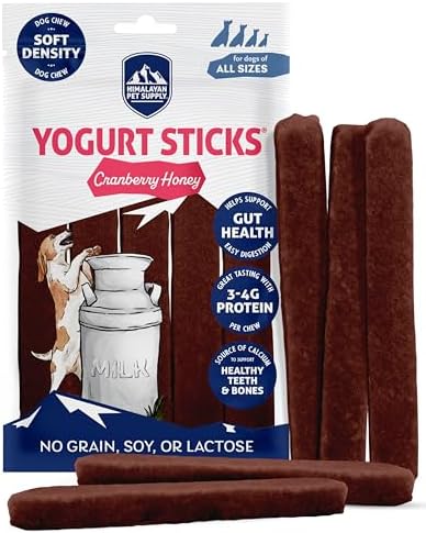 Himalayan Dog Chew Yogurt Sticks, Probiotic Dog Treats, Cranberry, 5 Treats