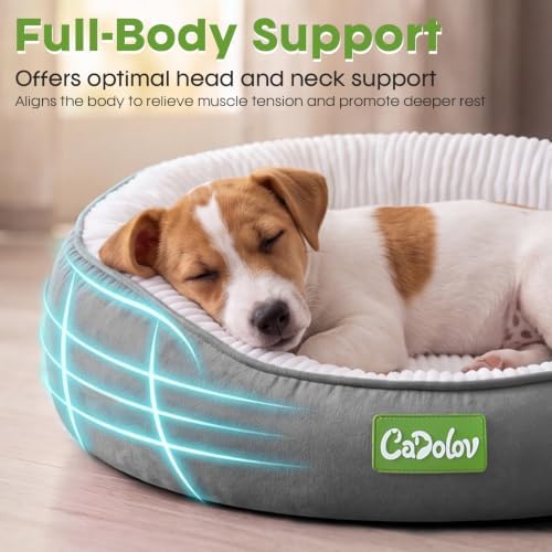 Round Cat Bed, Washable Small Dog Puppy Kitten Beds, Grey 20in