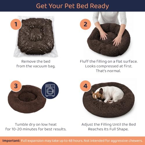 Calming Donut Dog Bed for Small Dogs, Round Dog Bed for Medium & Large Dogs