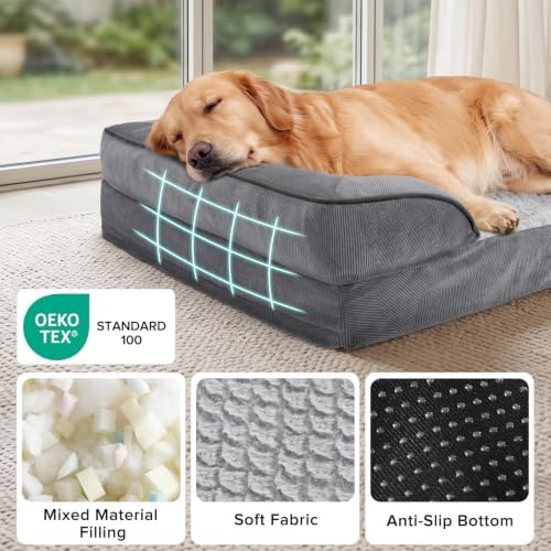 INVENHO Orthopedic Dog Beds Large Sized, XL Washable Dog Sofa with Egg-Crate Foam, Waterproof Lining and Non-Skid Bottom