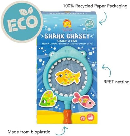 Tiger Tribe: Shark Chasey - Eco-Friendly Bath Toy for Toddlers, Bioplastic Shark Net & Fish Set, Develops Motor Skills, Ages 1-3