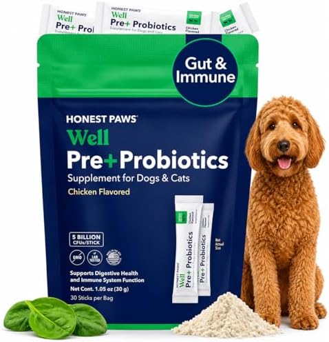 Probiotics for Dogs, Digestive Health Powder with Prebiotic, Chicken, 30ct