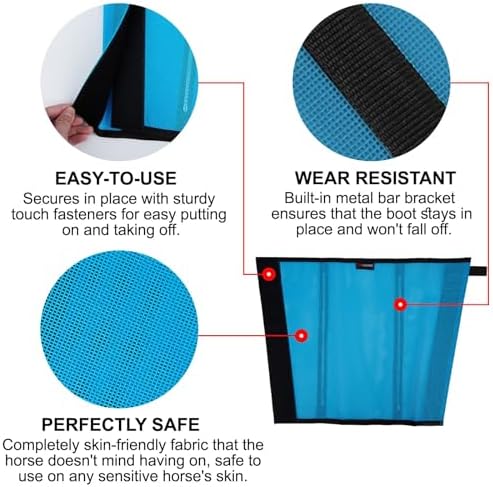 Horse Fly Boots, Breathable Mesh Protection Set of 4, Comfortable Pony Leggings, Breathable Mesh Design, Equines Supplies for Reduce Stomping, Hoof Damage & Leg Fatigue (Blue, Medium)