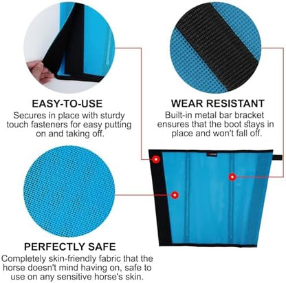 Horse Fly Boots, Breathable Mesh Protection Set of 4, Comfortable Pony Leggings, Breathable Mesh Design, Equines Supplies for Reduce Stomping, Hoof Damage & Leg Fatigue (Blue, Medium)