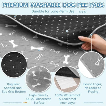 Washable Pee Pads for Dogs, 2 Pack Reusable Puppy Pads, 18"x24"