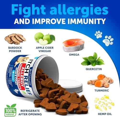 Itch Relief for Dogs - 180 Treats - Dog Allergy Chews - for Skin & Coat