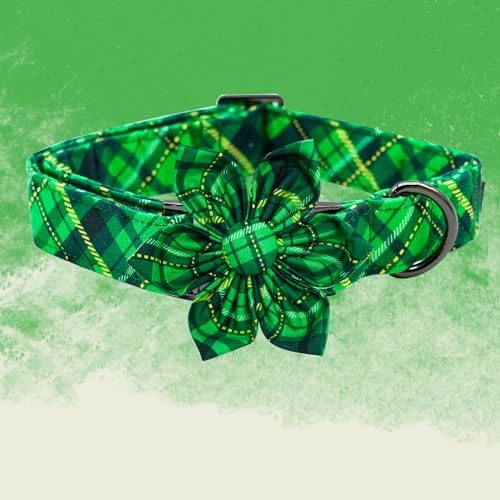 Dog Collar - St. Patrick's Day Dog Collars with Flower Adjustable Girl Pet Gift Collar for Medium Small Large Dogs