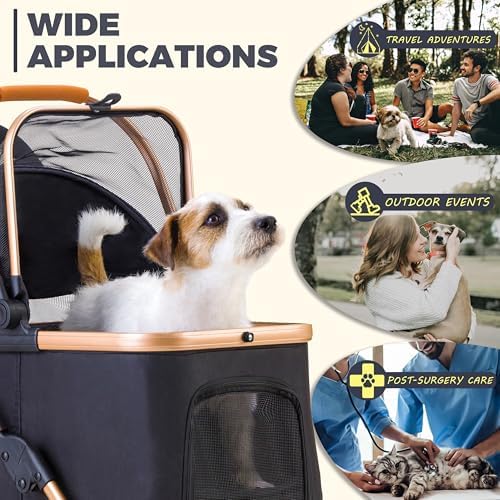 Pet Stroller for Small Dogs Cats, 6 Shock Absorption System
