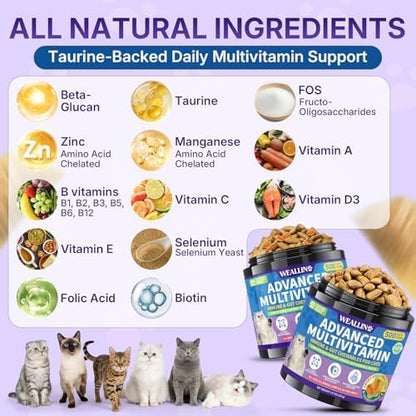 Taurine for Cats, Cat Vitamins & Multivitamin Treats, 500 Ct, Heart Support