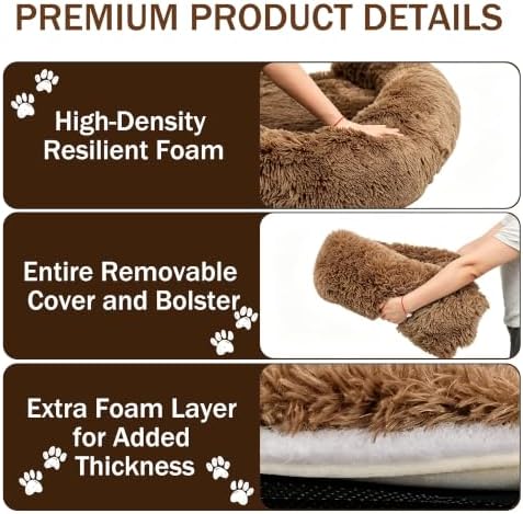 Calming Dog Bed for Couch, Thickened Plush Dog Mat with Raised Bolster