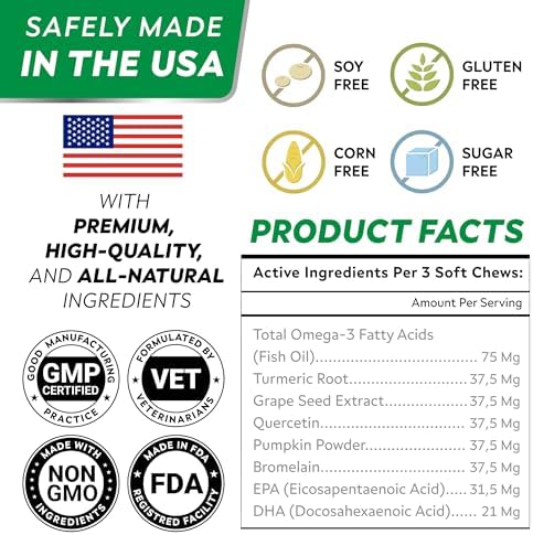 Dog Allergy & Itching Relief - Anti Itch, Skin&Coat Support Chews w/Omega 3