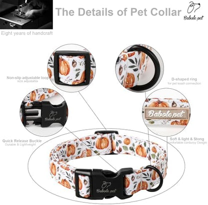 Fall Dog Collar, Cute Orange Pumpkin Pattern Puppy Collar XS