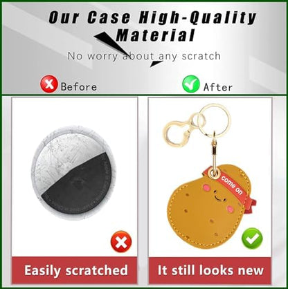 BORKUANA PU Leather Keychain Holder Protective Case Compatible with AirTag