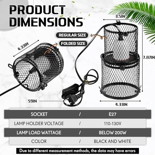 VIHOSE 2pcs Retractable Reptile Heat Lamp Cage Anti-Scald Mesh Stand, White