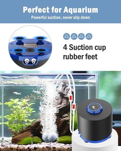 AQQA Aquarium Air Pump, 3W Powerful Dual Outlet Adjustable Oxygen Aerator