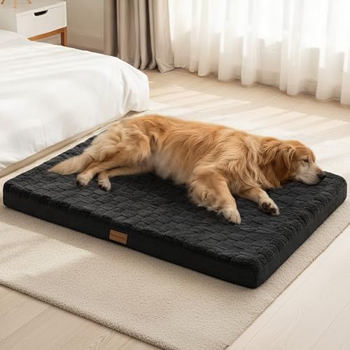 Patas Lague Orthopedic Large Dog Bed Washable Pet Crate Mat 36''X24'' Black