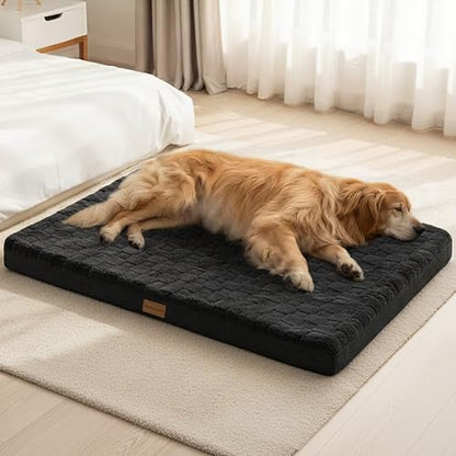 Patas Lague Orthopedic Large Dog Bed Washable Pet Crate Mat 36''X24'' Black