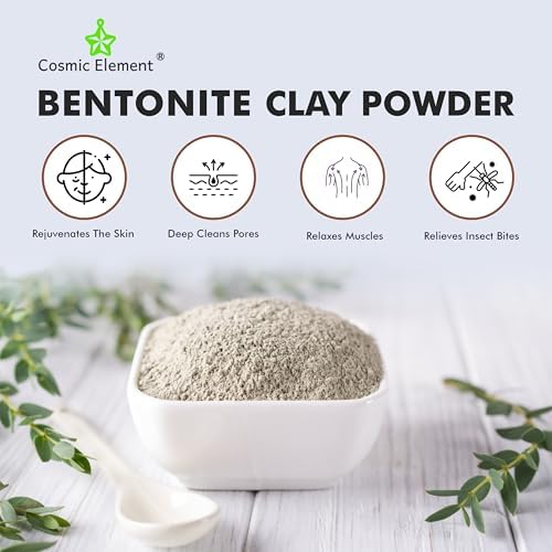 Cosmic Element 100% Pure Calcium Bentonite Clay Powder - Bentonite Clay Food Grade, Vegan, Healing Clay | Skin Care Detox - Deep Pore Cleansing Face & Body Mask for Soft, Smooth, Refreshed Skin | 16oz