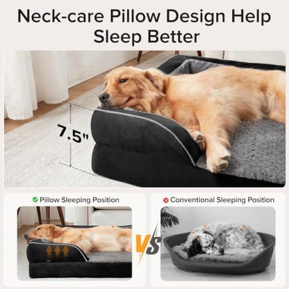 INVENHO Jumbo Orthopedic Dog Bed for Extra Large Dogs, Waterproof, Egg-Crate Foam Dog Couch Bed with Washable Removable Cover, Waterproof Lining and Nonskid Bottom