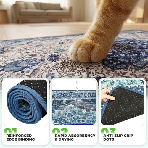 Hompet Cat Litter Mat 2 Pack, 18x28 Machine Washable Trapping Mats for Cats, Super Absorbent & Urine-Proof Cat Litter Box Mat for Floor, Waterproof & Non Slip Kitty Litter Rug