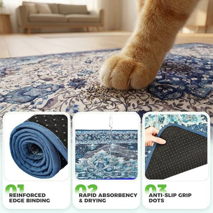 Hompet Cat Litter Mat 2 Pack, 18x28 Machine Washable Trapping Mats for Cats, Super Absorbent & Urine-Proof Cat Litter Box Mat for Floor, Waterproof & Non Slip Kitty Litter Rug