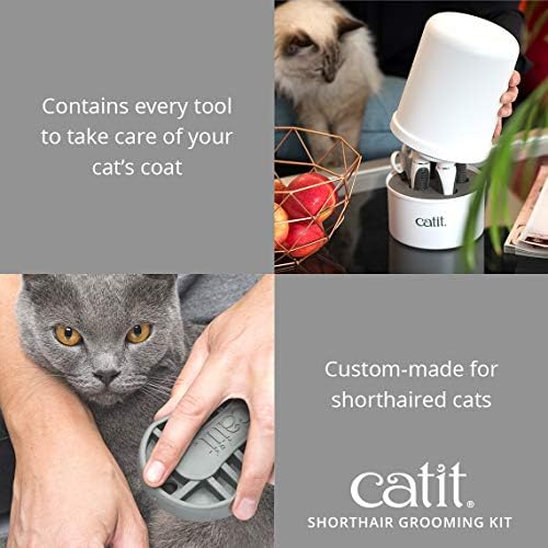 Catit Senses 2.0 Short Hair Cat Grooming Kit,White, 6 Piece Set