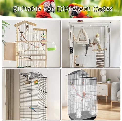 Bird Cage Seed Catcher – Stretchy Mesh Skirt for Parrot Cages, White