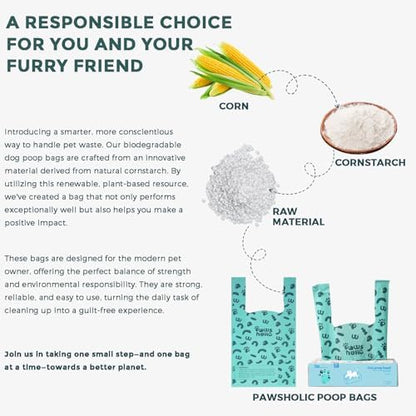 Cat Litter Disposal Bags and Dog Poop Bags with Handle,Cornstarch Based Extra Thick and Guaranteed Leak Proof Poop bags for Kitty and Doggy(360 Count 1.1 Gallon,Lavender Scent)