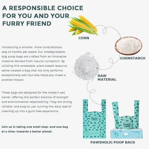 Cat Litter Disposal Bags and Dog Poop Bags with Handle,Cornstarch Based Extra Thick and Guaranteed Leak Proof Poop bags for Kitty and Doggy(360 Count 1.1 Gallon,Unscented)