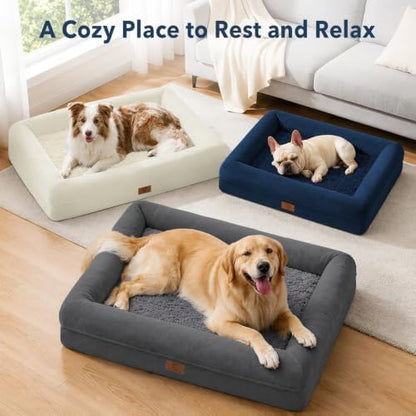 Jumbo Waterproof Dog Bed for Extra Large Size Dogs with Bolster