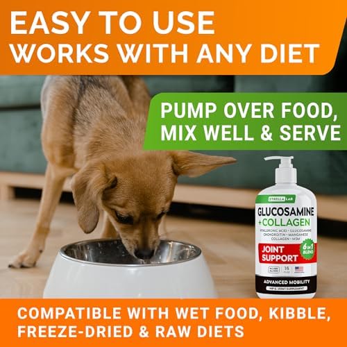 Liquid Glucosamine for Dogs w/Collagen, Hip Joint Supplement, Mobility Aid