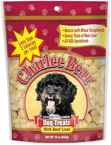 Charlee Bear Original Crunch Beef Liver Dog Treats, 16 oz - Made in the USA, Natural Training Treats for Dogs