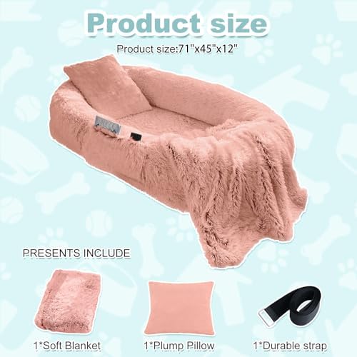 YAEM Pink Human Dog Bed, 71"x45"x12" Orthopedic Giant Dog Bed for Humans