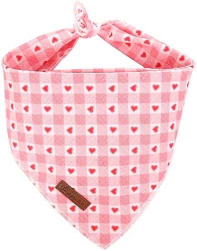 Valentine’s Dog Bandana, Valentine Triangle Bid Scarf for Girl Boy Medium Large Dogs, Adorable Puppy Wedding & Valentine’s Bandana, Cute Soft Cotton Pet Kerchief