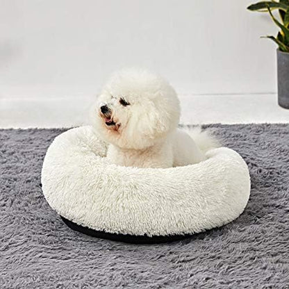 Washable Dog Round Bed - Medium Donut Dog Bed, Comfy Calming Cuddler