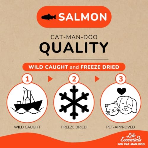 Life Essentials by Cat-Man-Doo | Freeze Dried Salmon Treats | 5oz Bag (2pk)