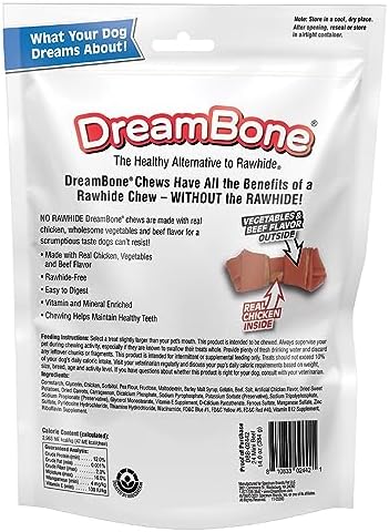 DreamBone Mini Chews, Made with Real Beef, Rawhide-Free Chews for Dogs, 24 Count (Pack of 2)